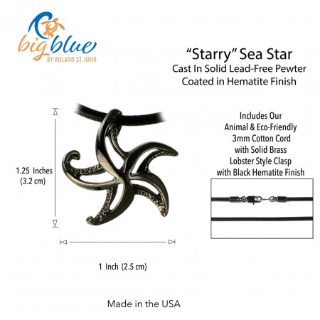 hematite-black-pendant-starfish-made-in-canada